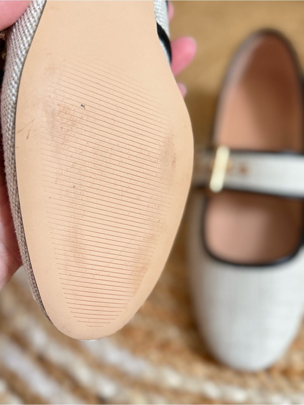 L🌾 JCrew Mary Jane Block Heel Flats with Black Trim EUC - Picture 8 of 9
